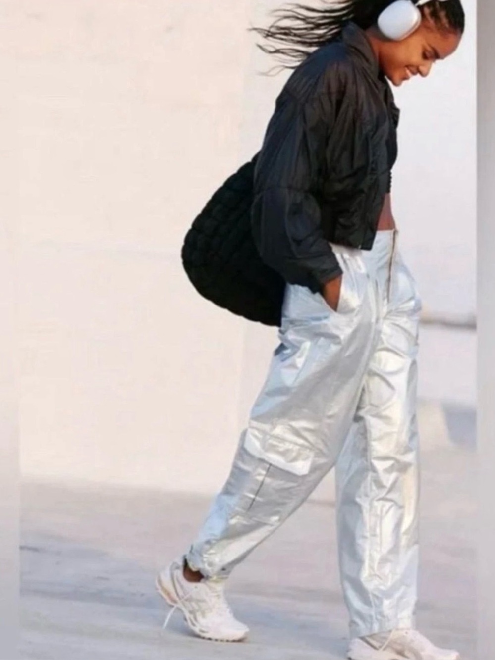 Free People FP Movement Mesmerize Me Metallic Cargo Pants Statement - Picture 5 of 7